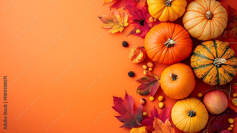 Autumn on orange background Autumn on orange background