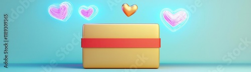 A colorful gift box radiating love and warm feelings. Free Download A colorful gift box radiating love and warm feelings. - GFXLoad