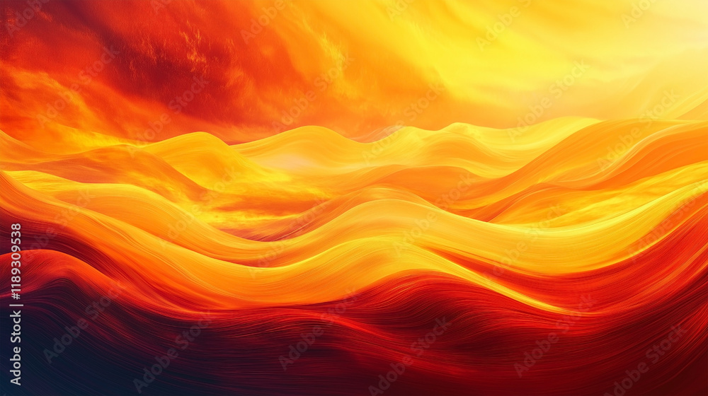 A yellow and orange landscape with a wave in the middle A yellow and orange landscape with a wave in the middle