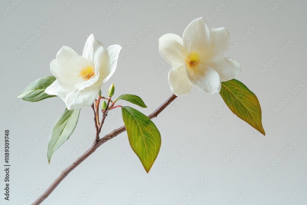 Fototapeta premium two magnolia blooms on a branch