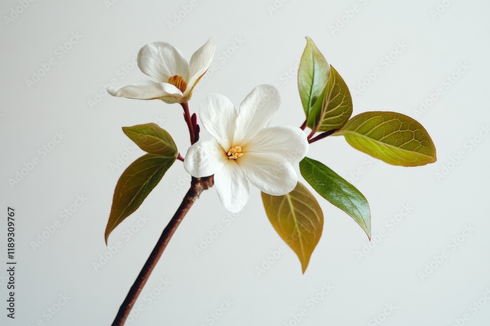 Fototapeta premium a close up of white flowers with green leaves