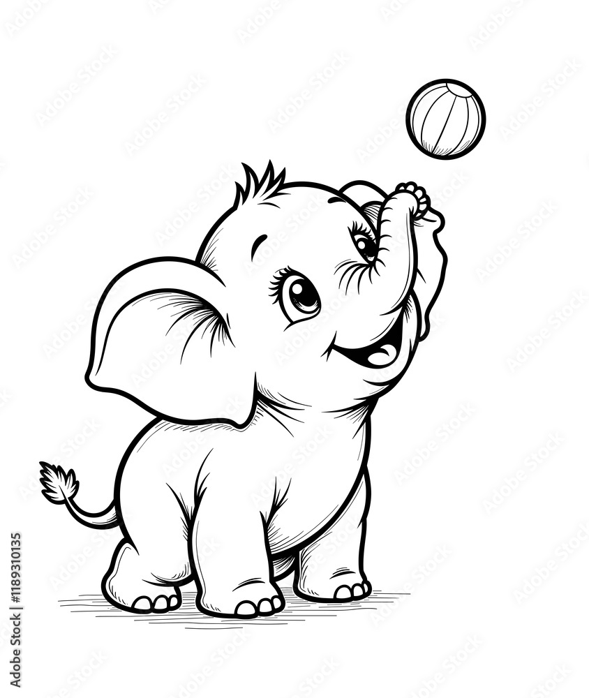 Fototapeta premium Happy elephant playing with a ball