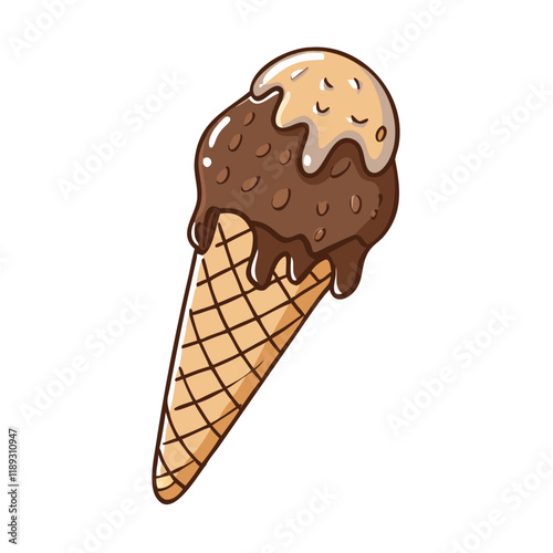 chocolate dipped cone vector icon, chocolate dipped cone vector illustration - simple illustration of chocolate dipped cone, perfect for logos, and chocolate dipped cone - themed designs.