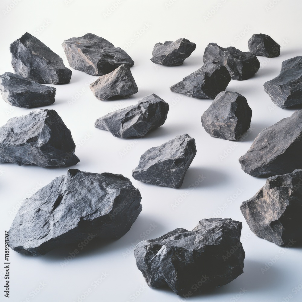 Naklejka premium dark grey rocks on a white background