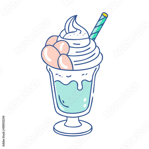 ice cream shake vector icon, ice cream shake vector illustration - simple illustration of ice cream shake, perfect for logos, and ice cream shake - themed designs. photo