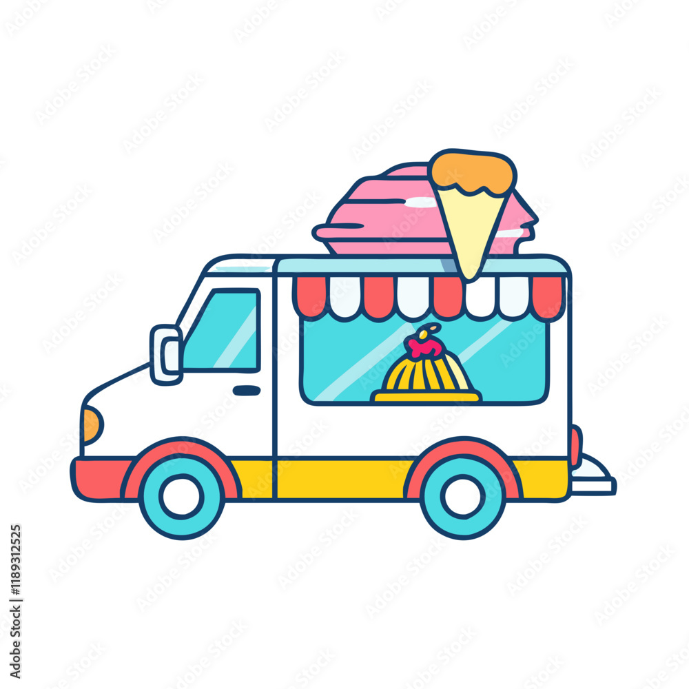 ice cream truck vector icon, ice cream truck vector illustration - simple illustration of ice cream truck, perfect for logos, and ice cream truck - themed designs. ice cream truck vector icon, ice cream truck vector illustration - simple illustration of ice cream truck, perfect for logos, and ice cream truck - themed designs.
