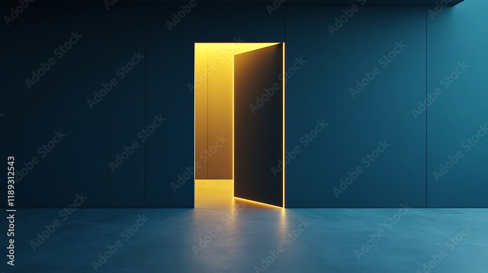 A Dark Room With An Open Door Illuminated By Yellow Light A Dark Room With An Open Door Illuminated By Yellow Light