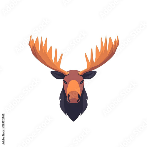 Minimalistic Moose Logo with Stylized Antlers and Solid Form photo