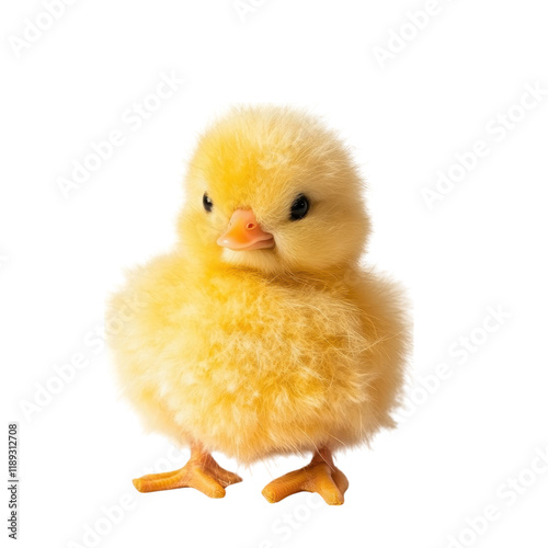 Adorable Fluffy Yellow Chickling: A Close-Up Portrait of a Baby Chicken photo