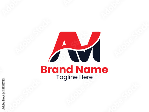 Vector AM letter logo design vector with black and red colors. Creative AM Logo Design