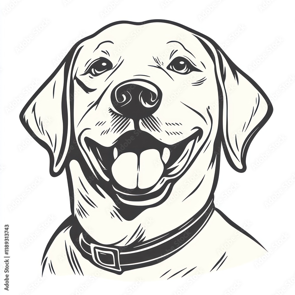 Fototapeta premium Happy Labrador portrait, white background, pet illustration, design element