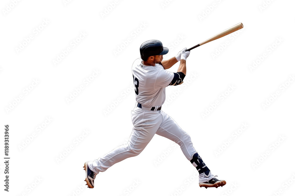 Baseball player hitting the ball with a bat during a game on a transparent background Baseball player hitting the ball with a bat during a game on a transparent background