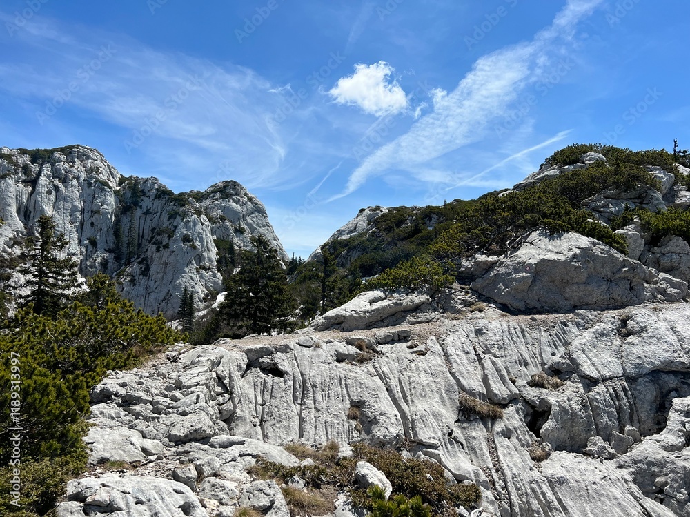 Premuzic hiking trail or Premuzic Trail - Northern Velebit National Park, Croatia or Premuzic-Wanderweg or Premuzic's Trail (Pješački planinarski put Premužićeva staza - NP Sjeverni Velebit, Hrvatska) Premuzic hiking trail or Premuzic Trail - Northern Velebit National Park, Croatia or Premuzic-Wanderweg or Premuzic's Trail (Pješački planinarski put Premužićeva staza - NP Sjeverni Velebit, Hrvatska)