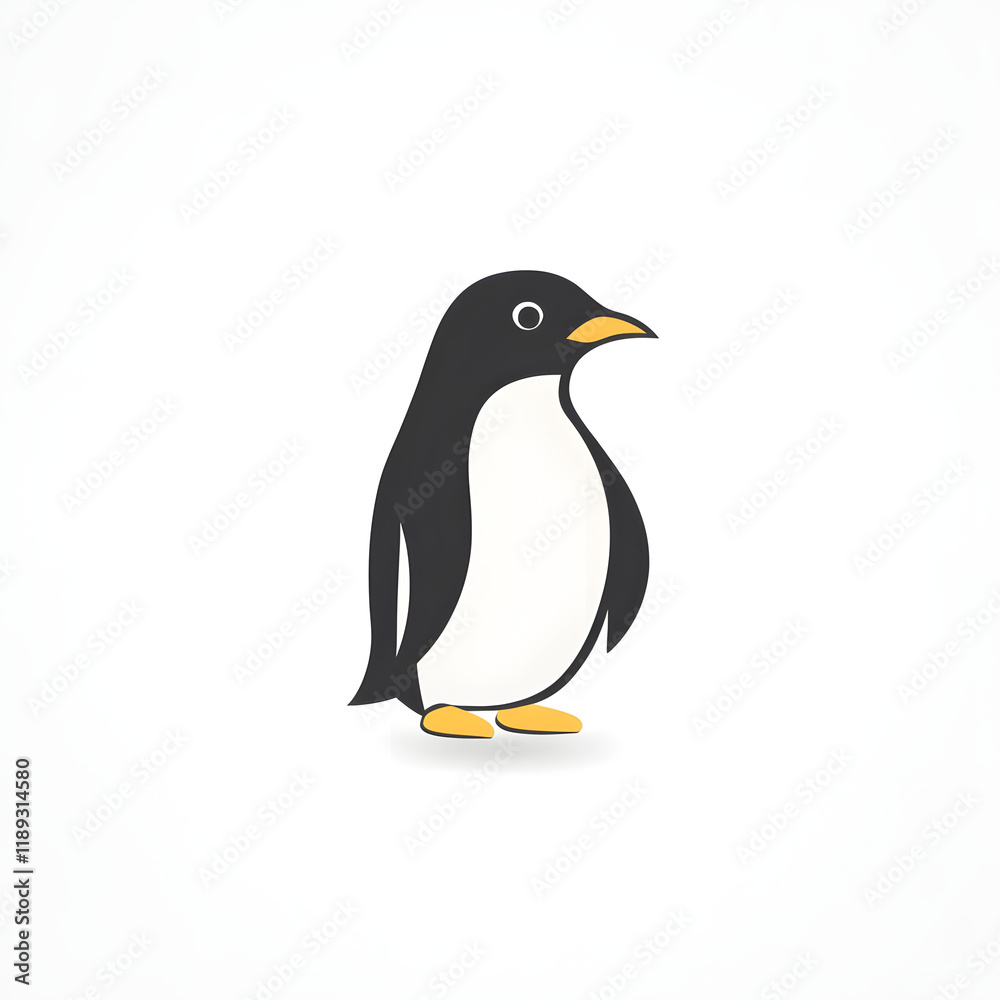 Fototapeta premium Minimalistic Penguin Logo Standing Upright with Smooth, Rounded Shapes