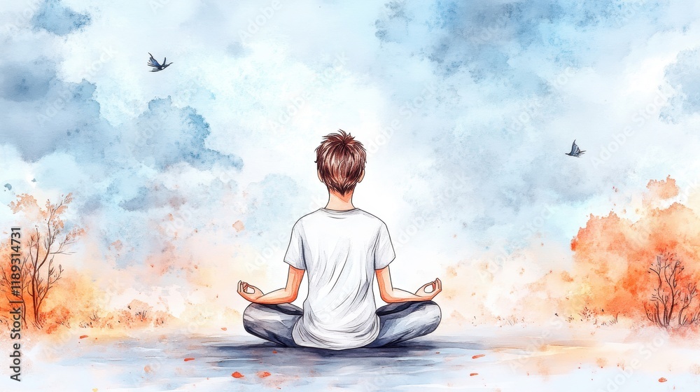 Fototapeta premium A male is practicing meditation