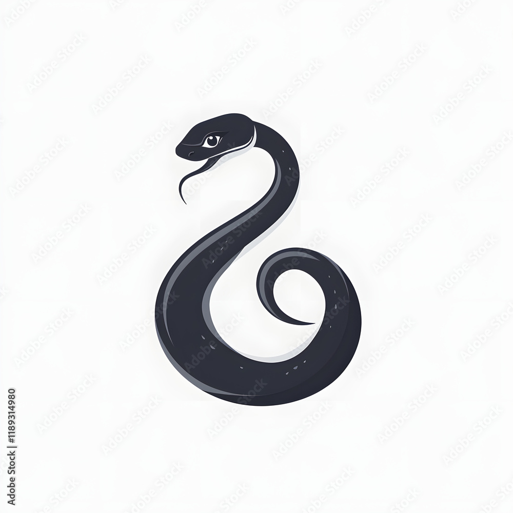 Fototapeta premium Minimalistic Snake Logo with Elegant Coiled Form and Smooth Curves