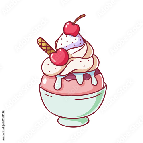 mini ice cream sundae vector icon, mini ice cream sundae vector illustration - simple illustration of mini ice cream sundae, perfect for logos, and mini ice cream sundae - themed designs.