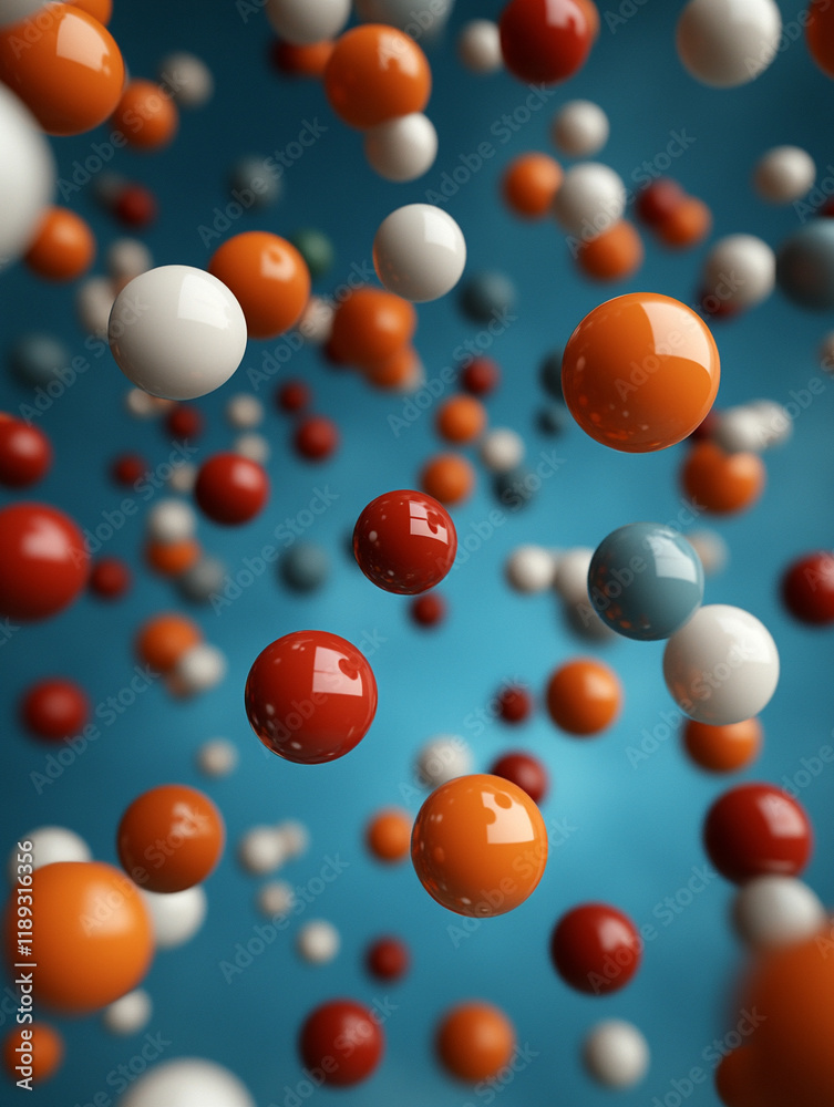 Colorful floating spheres create a vibrant abstract pattern Colorful floating spheres create a vibrant abstract pattern