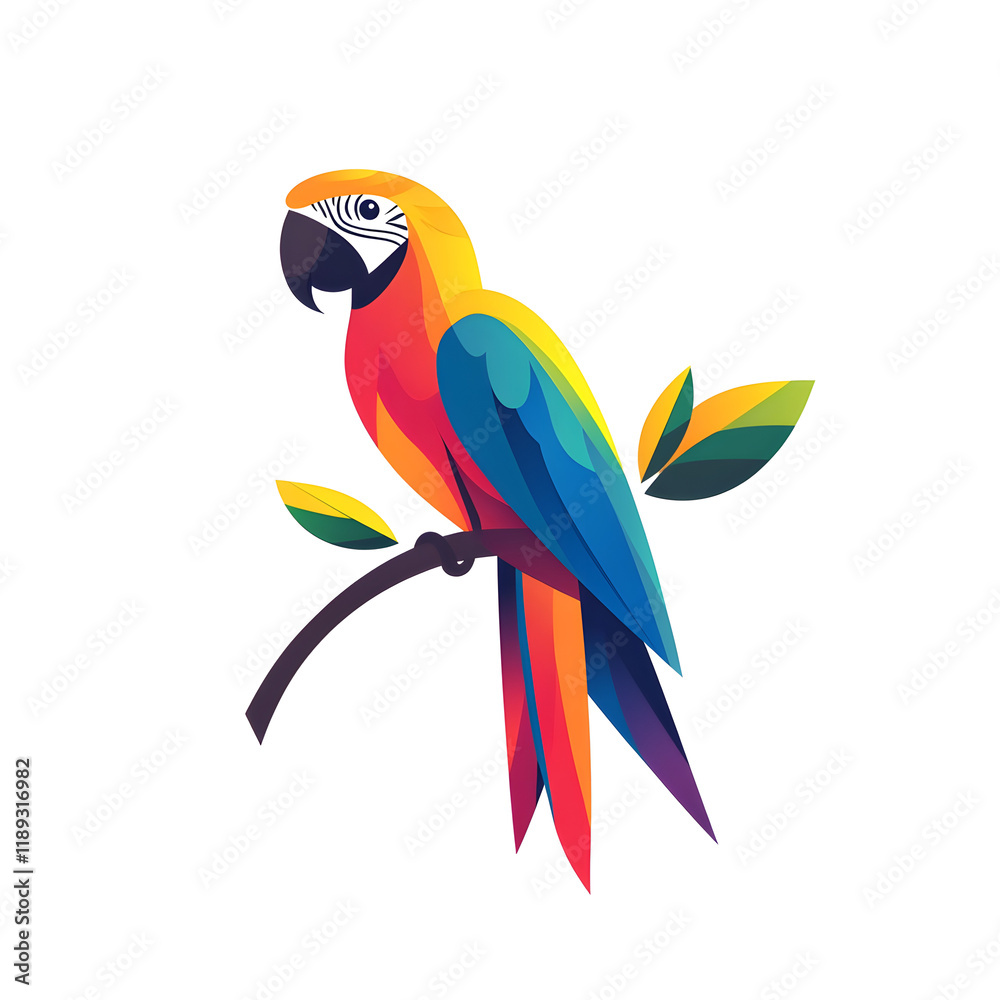 Fototapeta premium Sleek Parrot Logo Design with Perched Position and Abstract Style
