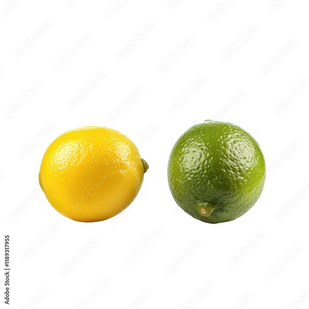 Vibrant Lemon and Lime: A Fresh Contrast of Citrus Fruits Vibrant Lemon and Lime: A Fresh Contrast of Citrus Fruits