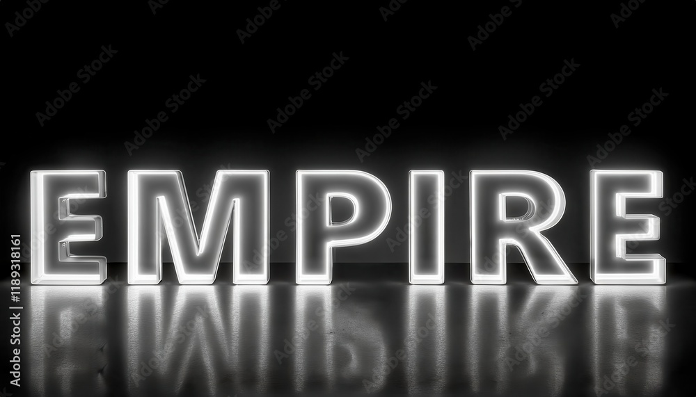 Glowing White Text Empire on Black Background Glowing White Text Empire on Black Background