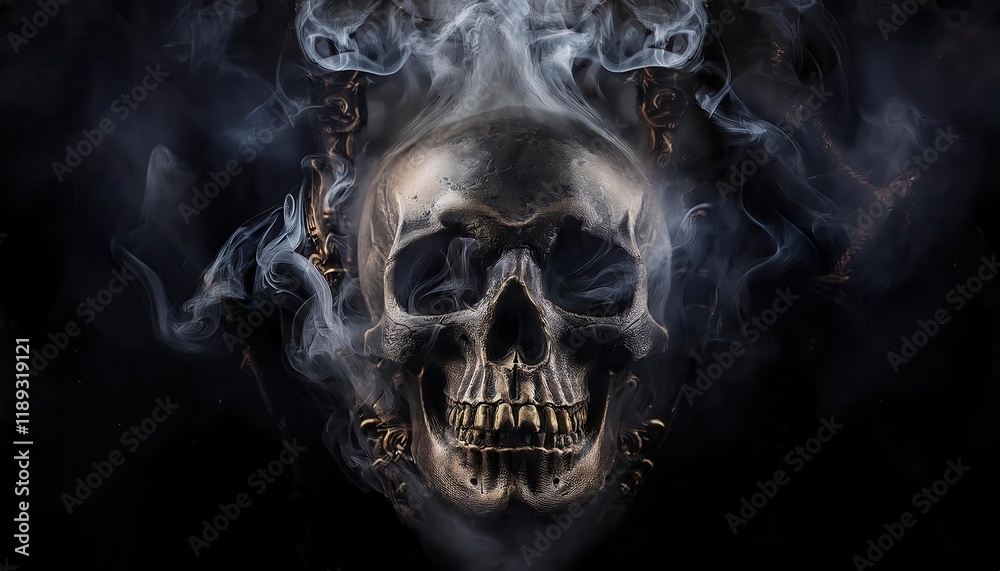 Eerie Smoke Swirling Around a Blurred Skull Eerie Smoke Swirling Around a Blurred Skull