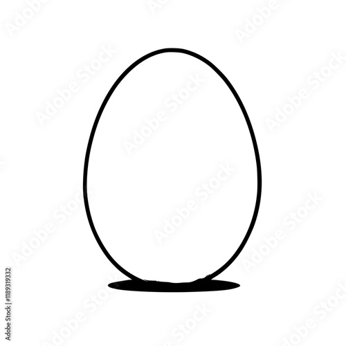 Minimalist black and white illustration of an egg shape