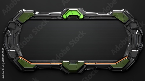 Futuristic Green and Black Tech Frame, Abstract Sci-Fi Interface Design