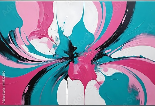 Abstract Whirlwind Pink Teal And Black Canvas Art
