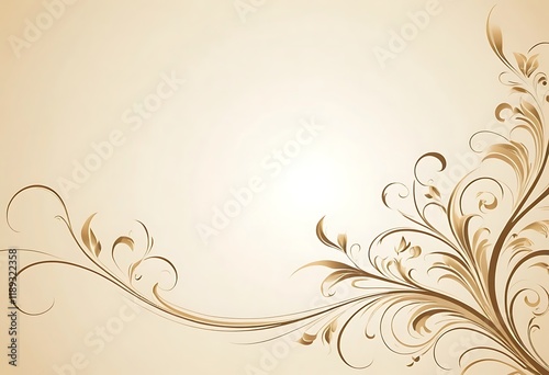 Elegant Beige Background With Brown Floral Design
