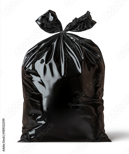 Wallpaper Mural Black plastic trash bag tied at the top, isolated on white background, symbolizing waste management, recycling, and household cleaning essentials Torontodigital.ca