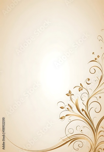 Elegant Golden Floral Design On Beige Background
