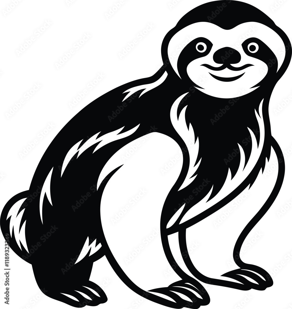 Obraz premium Sloth silhouette vector illustration, Sloth line art vector, Cute Sloth vector