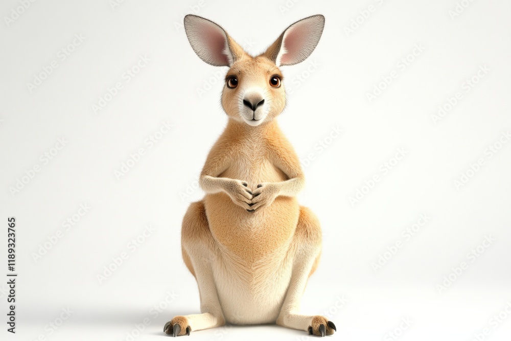 a kangaroo sits on a white background a kangaroo sits on a white background