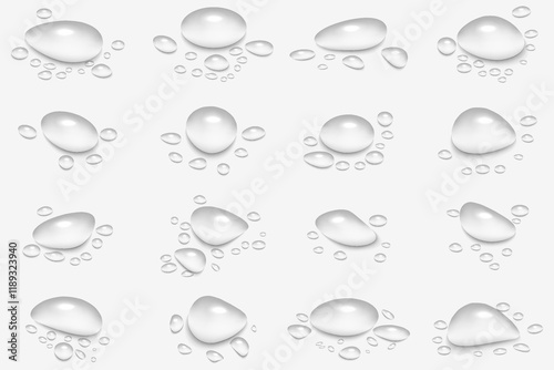 Water Drops Border: Realistic Shower or Rain Droplets Isolated on Transparent Background. Clear Vapor Bubbles and Condensed Texture for Bathroom and Window Glass Designs