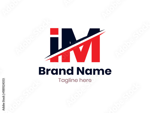 Vector IM logo design divided by line. IM logo template with red and black color. MI logo, MI letter
