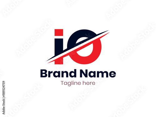 Vector IO logo design divided by line. IO logo template with red and black color. OI logo, OI letter