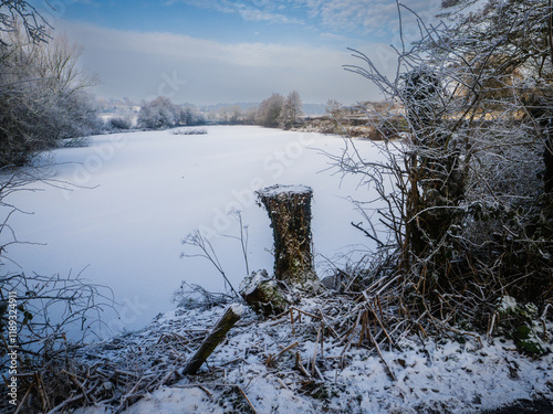 An icy cold winter walk around Carr Mill Dam to Billinge in Merseyside photo