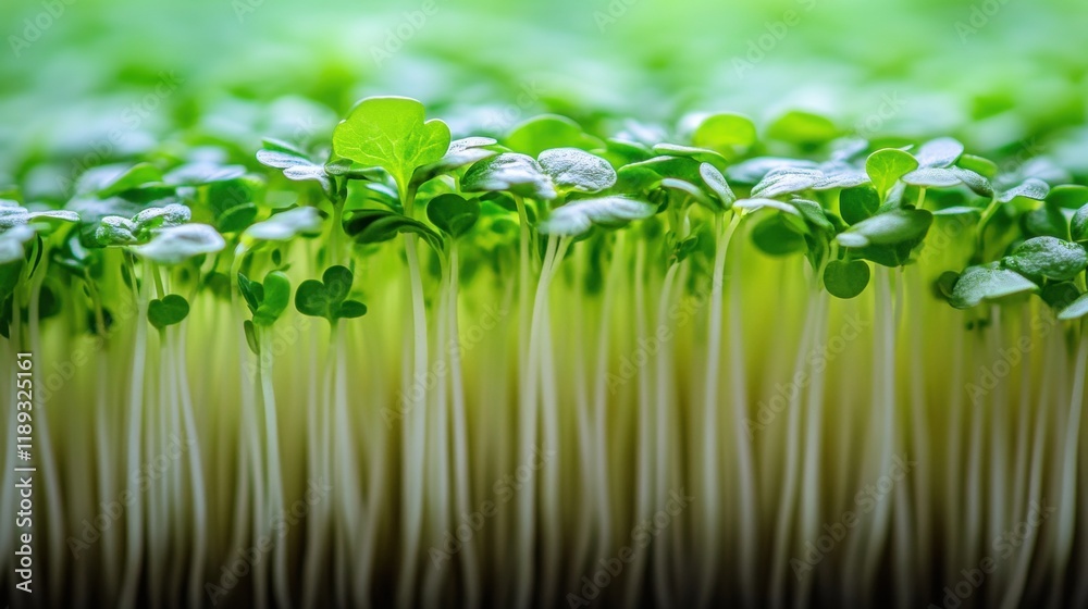 Fresh Microgreens Growing in Bright Indoor Garden Setting Fresh Microgreens Growing in Bright Indoor Garden Setting
