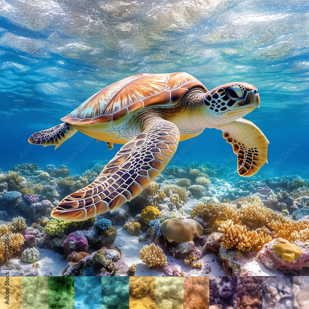 Fototapeta premium sea turtle swimming