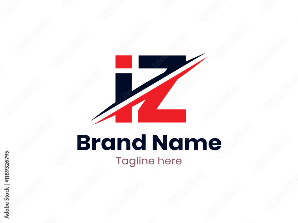 IZ logo design divided by line. IZ vector logo template with red and black color. ZI logo, ZI letter IZ logo design divided by line. IZ vector logo template with red and black color. ZI logo, ZI letter
