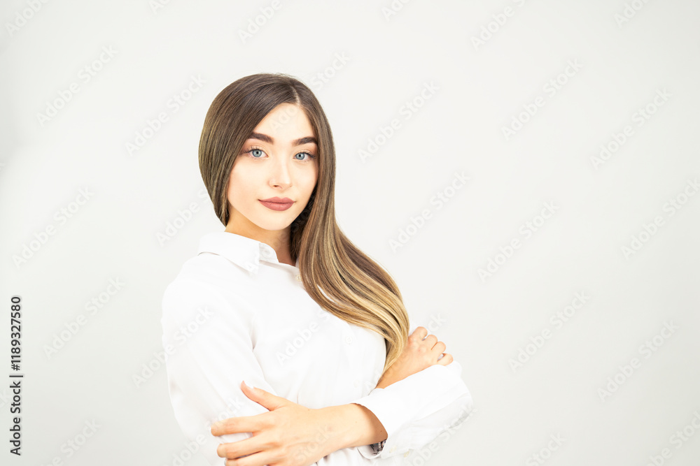 Closeup of Proud Gorgeous young Business Woman Closeup of Proud Gorgeous young Business Woman