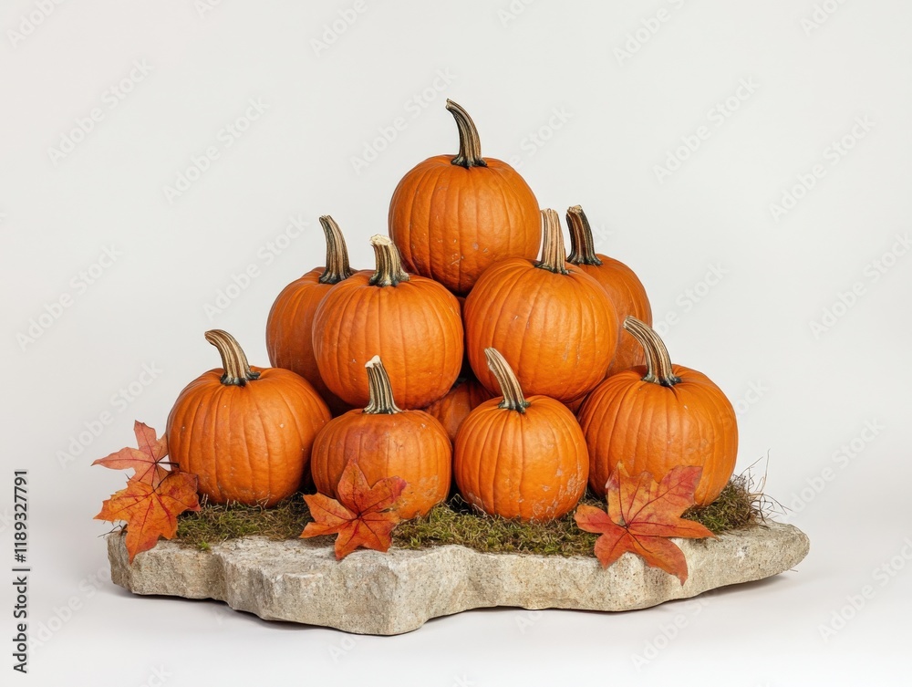 Obraz premium pile of orange pumpkins on a stone surface