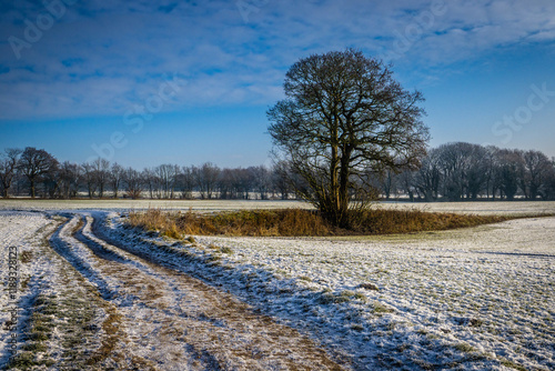 An icy cold winter walk around Carr Mill Dam to Billinge in Merseyside photo