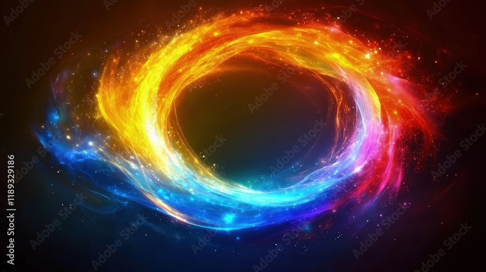 3D glowing neon lines creating a smooth, continuous loop that twists through space. 3D glowing neon lines creating a smooth, continuous loop that twists through space.
