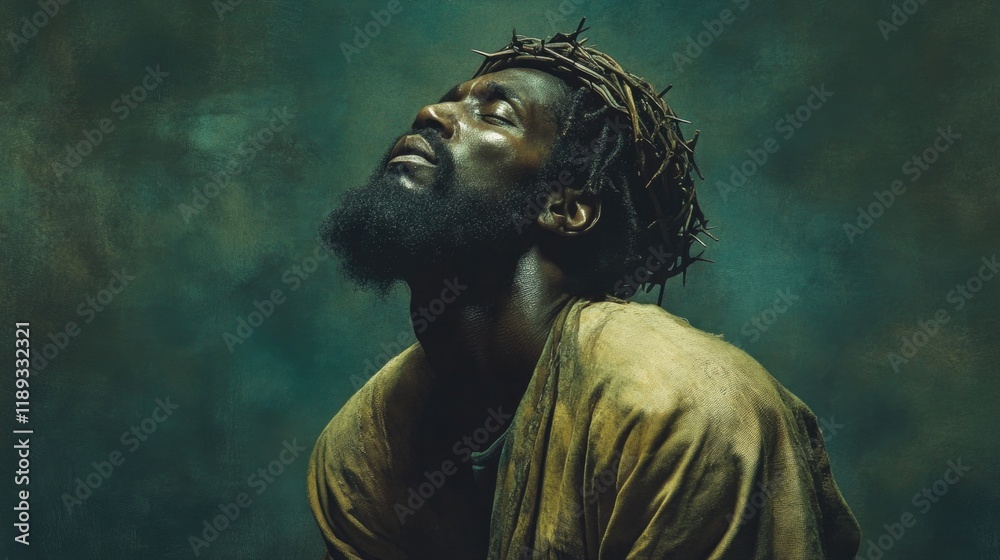 Portrait of Black Jesus with dreadlocks, symbolizing faith and humanity. Portrait of Black Jesus with dreadlocks, symbolizing faith and humanity.