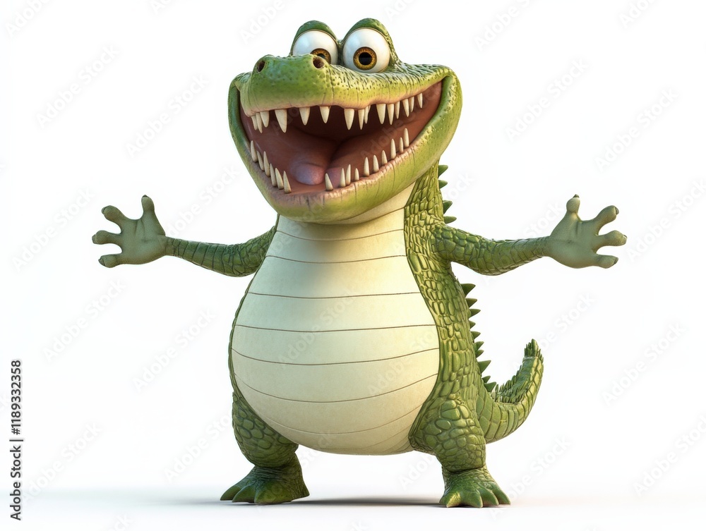 Fototapeta premium cartoon alligator with arms outstretched