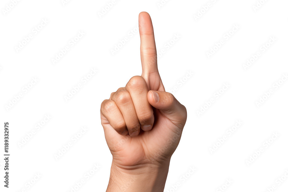 Hand pointing up with index finger on transparent background Hand pointing up with index finger on transparent background