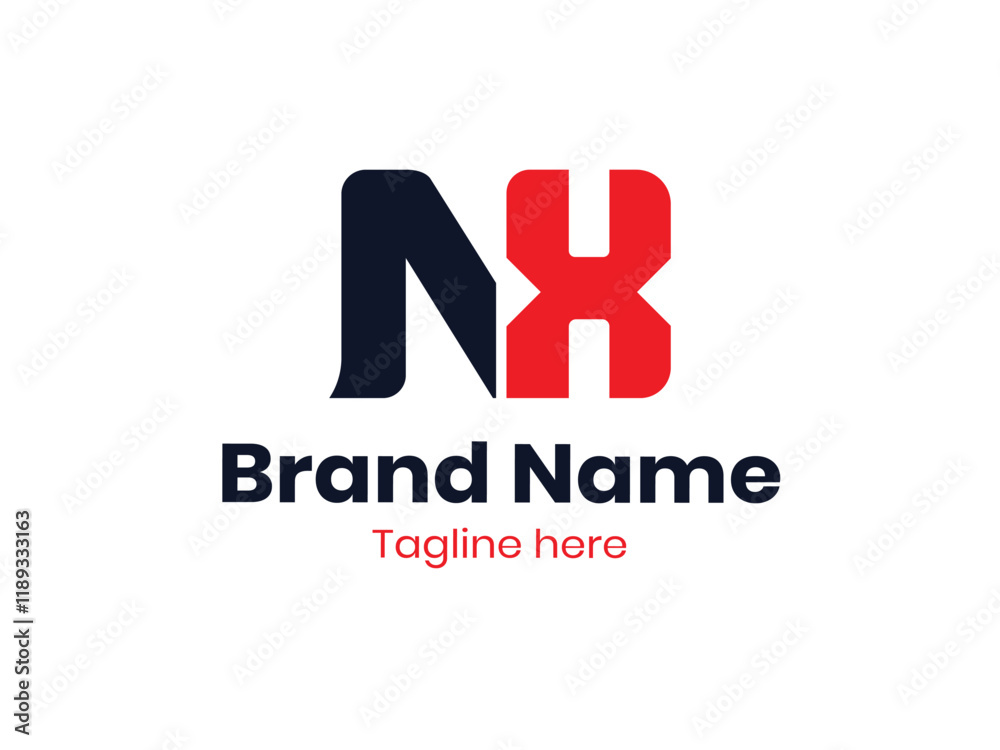Obraz premium Creative NX vector logo template with red and black color. NX logo design monogram. XN logo, XN letter