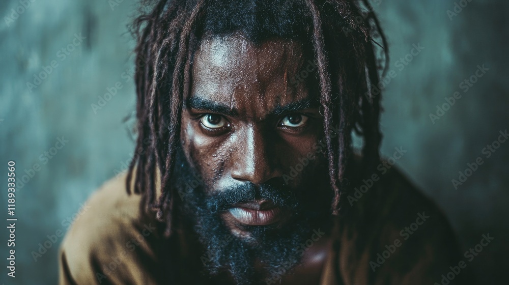 Vivid portrait of Black Jesus, symbolizing peace and spiritual reflection. Vivid portrait of Black Jesus, symbolizing peace and spiritual reflection.